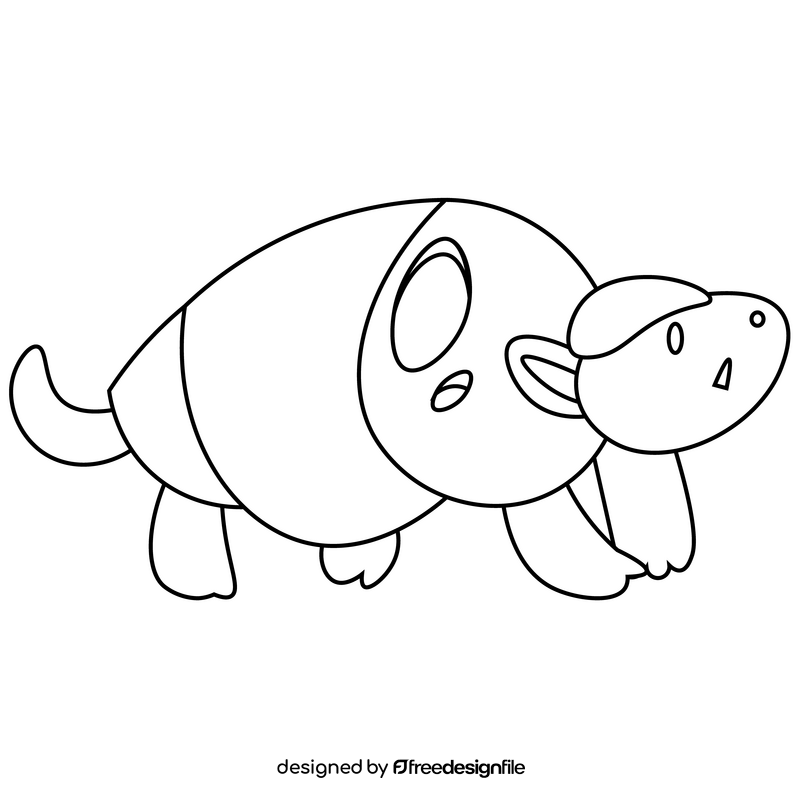 Armadillo suprised black and white clipart