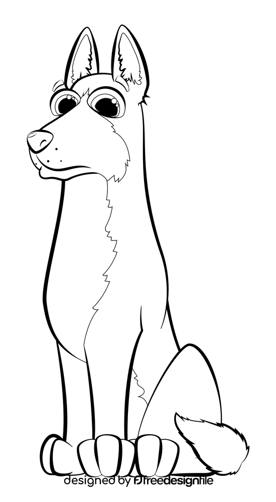 Belgian malinois dog drawing black and white clipart