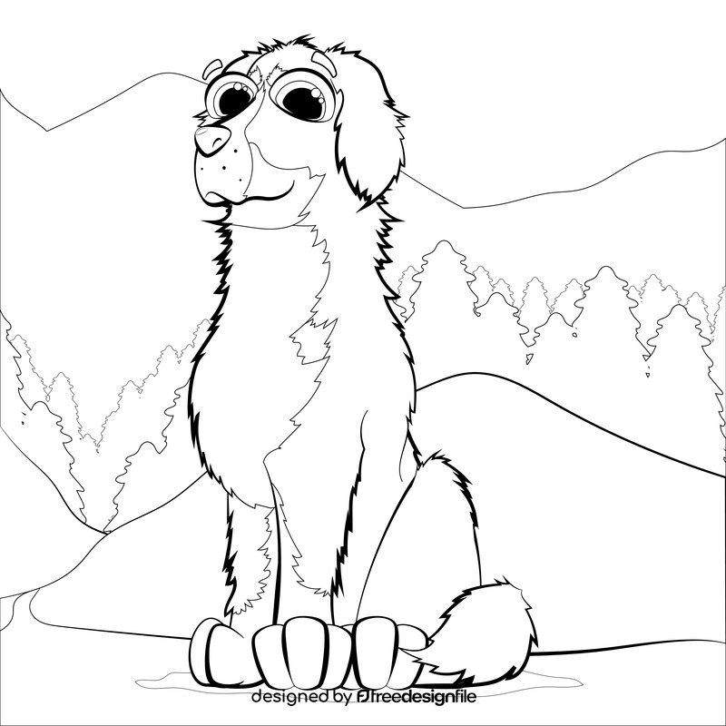 Bernese mountain dog drawing black and white vector