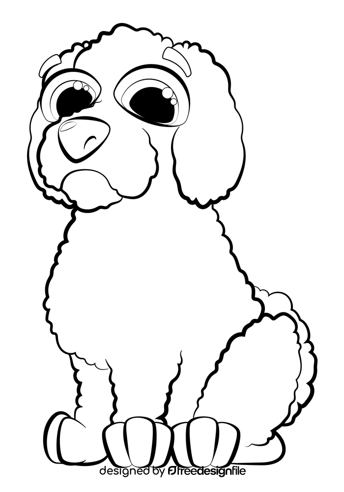 Bichon frise dog drawing black and white clipart