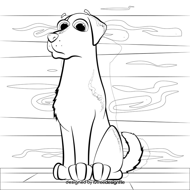 Black lab dog drawing black and white vector