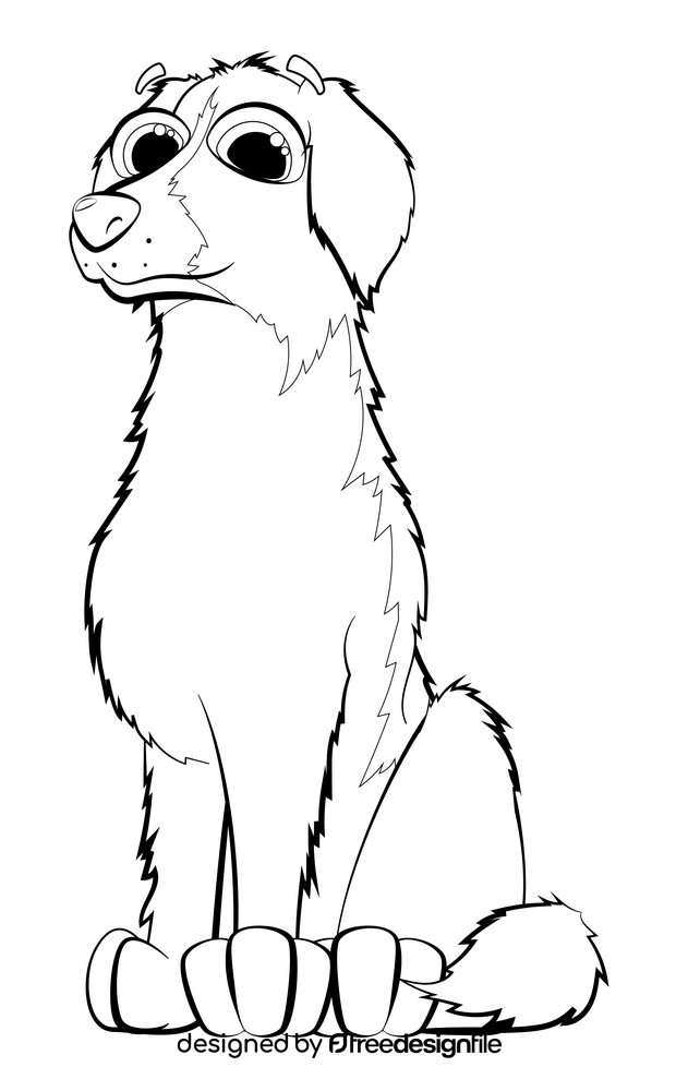 Border collie dog drawing black and white clipart