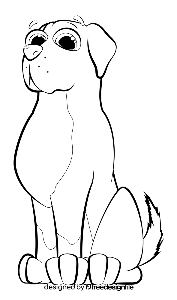 Boxer dog drawing black and white clipart