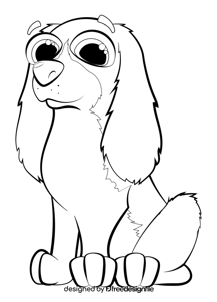 Cavalier king charles spaniel dog drawing black and white clipart