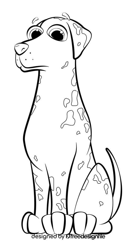 Dalmatian dog drawing black and white clipart