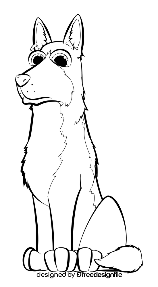 German shepherd dog drawing black and white clipart