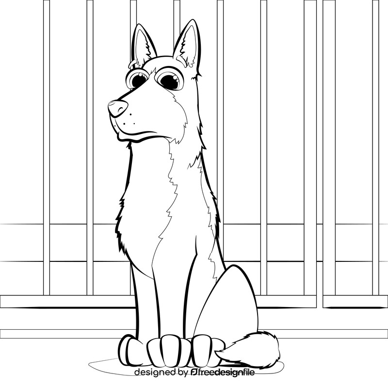 German shepherd dog drawing black and white vector