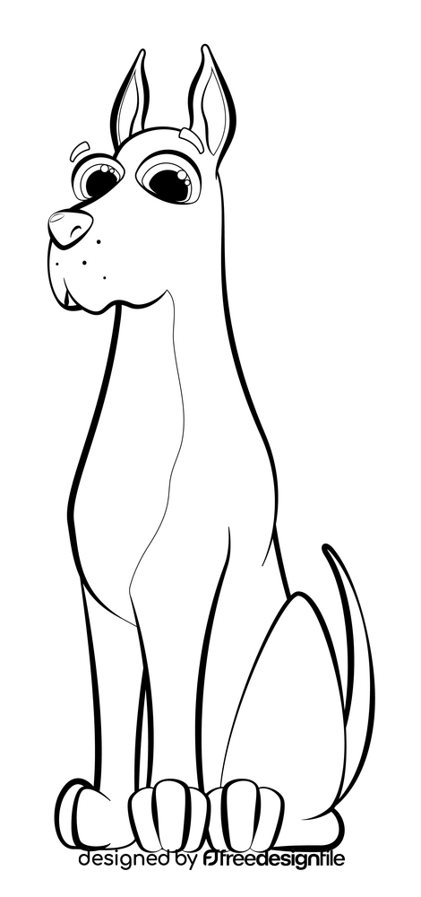 Great dane dog drawing black and white clipart