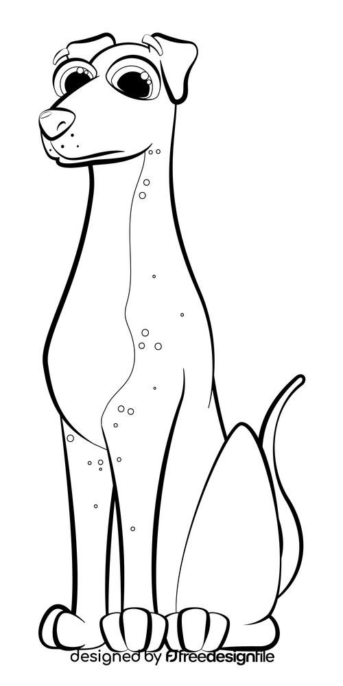 Greyhound dog drawing black and white clipart