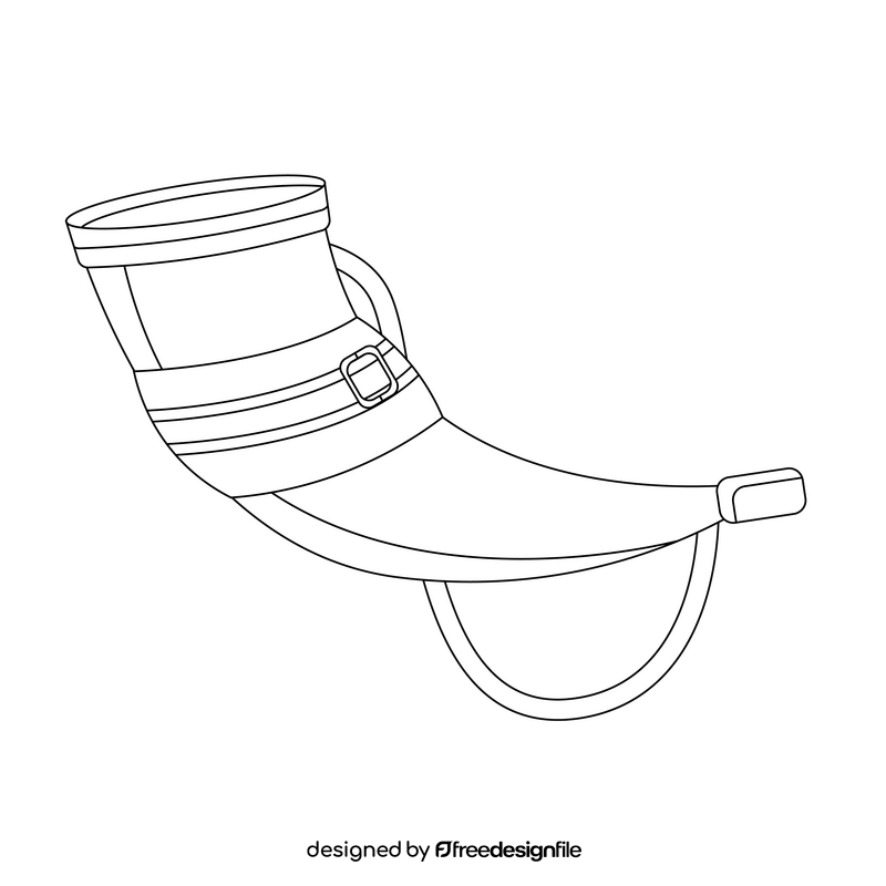 Viking blowing war horn black and white clipart