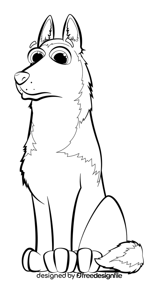 Husky dog drawing black and white clipart