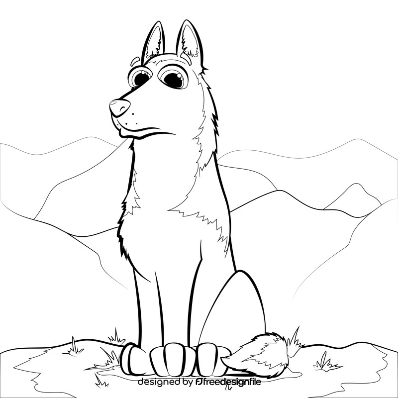 Husky dog drawing black and white vector