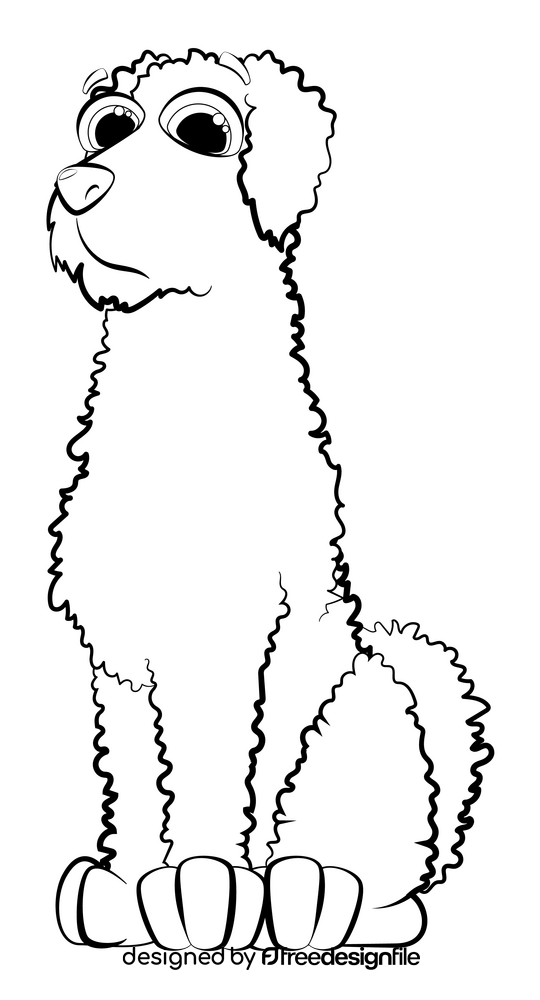 Labradoodle dog drawing black and white clipart