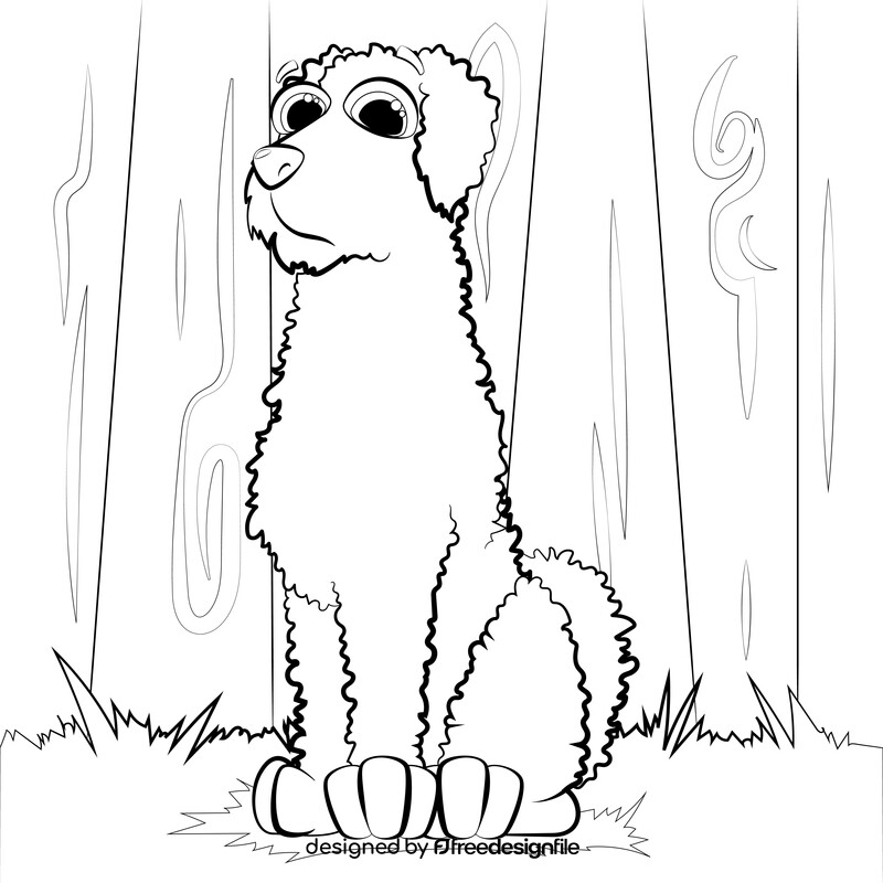 Labradoodle dog drawing black and white vector