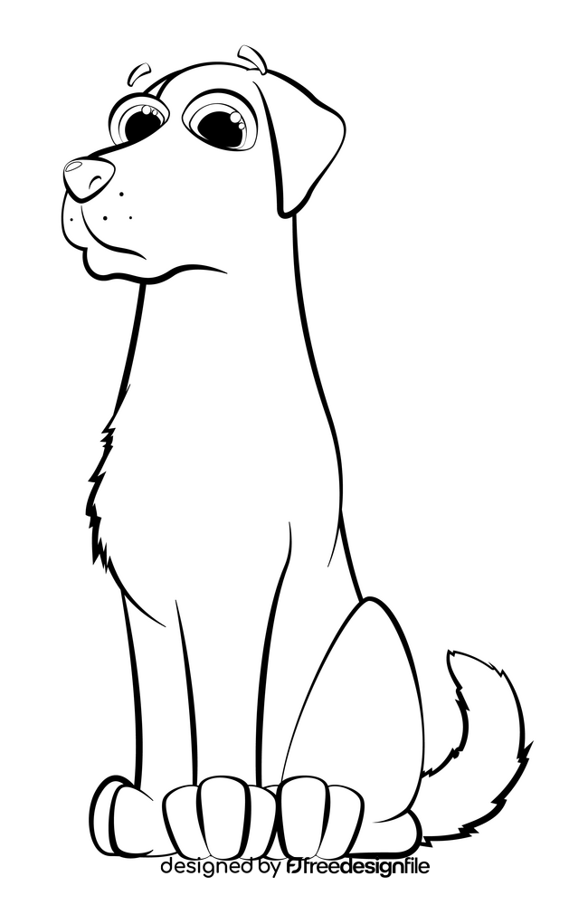 Labrador dog drawing black and white clipart