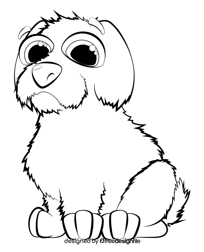 Maltese dog drawing black and white clipart