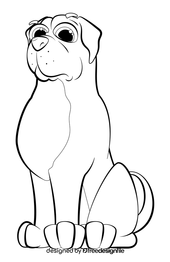 Mastiff dog drawing black and white clipart