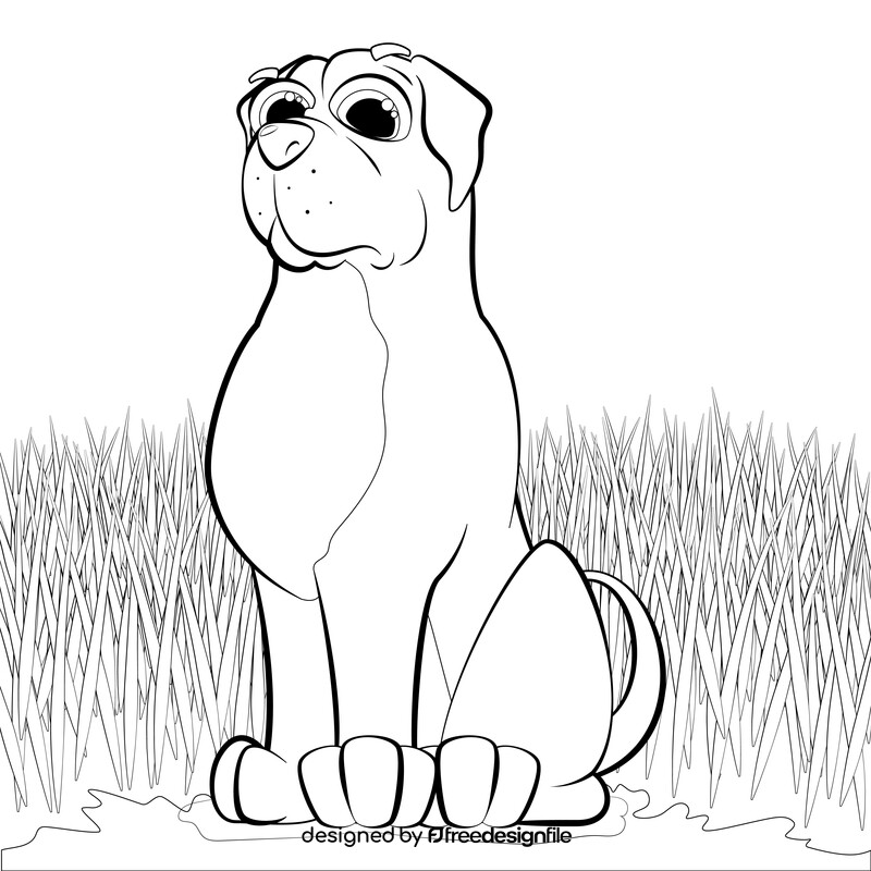 Mastiff dog drawing black and white vector