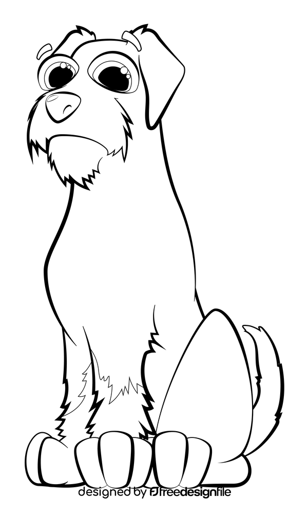 Miniature schnauzer dog drawing black and white clipart