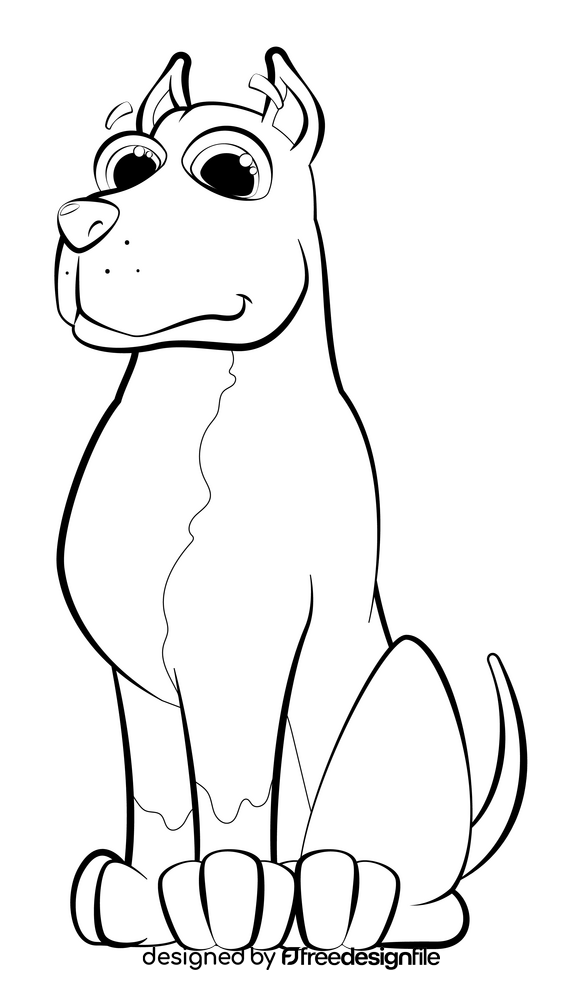 Pitbull dog drawing black and white clipart