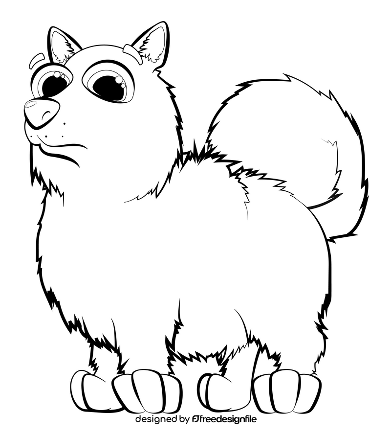 Pomeranian dog drawing black and white clipart