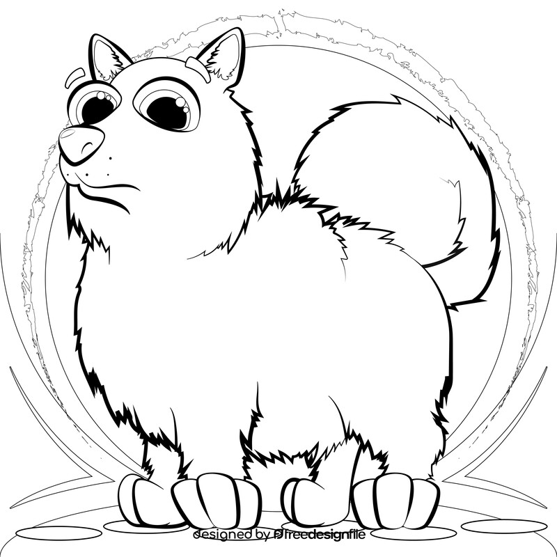 Pomeranian dog drawing black and white vector