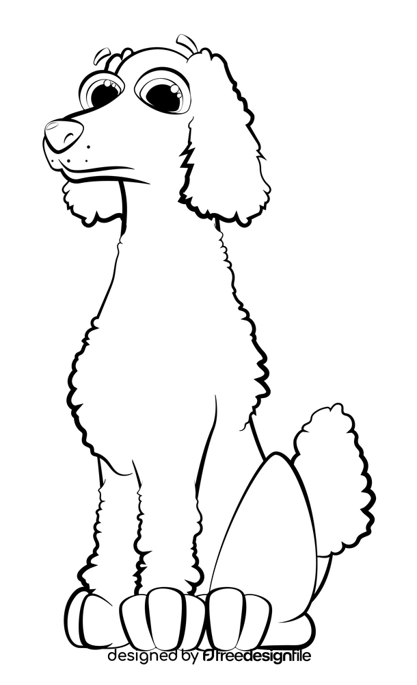 Poodle dog drawing black and white clipart