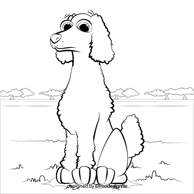 Poodle dog drawing black and white vector