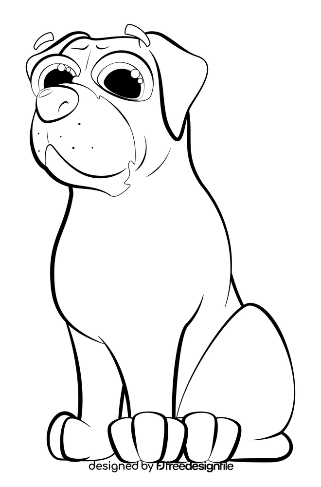 Pug dog drawing black and white clipart