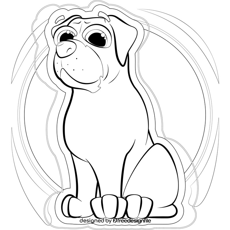 Pug dog drawing black and white vector