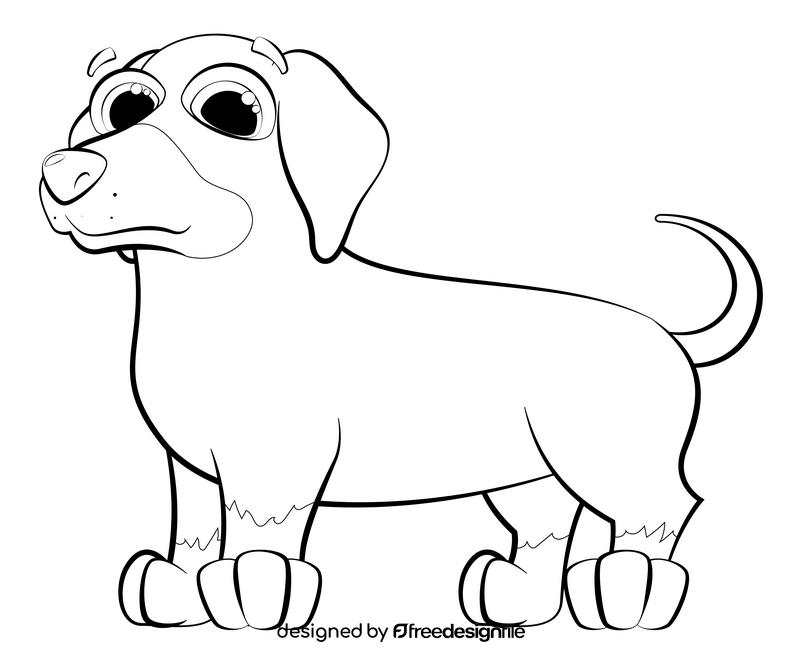 Sausage dog drawing black and white clipart