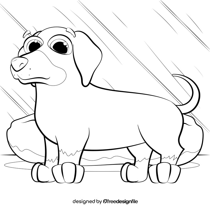 Sausage dog drawing black and white vector