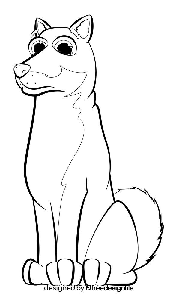 Shiba inu dog drawing black and white clipart