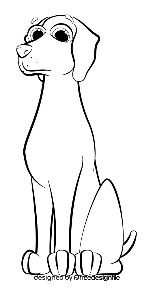 Weimaraner dog drawing black and white clipart