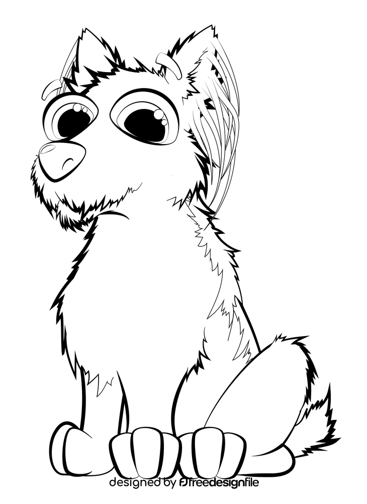 Yorkie dog drawing black and white clipart