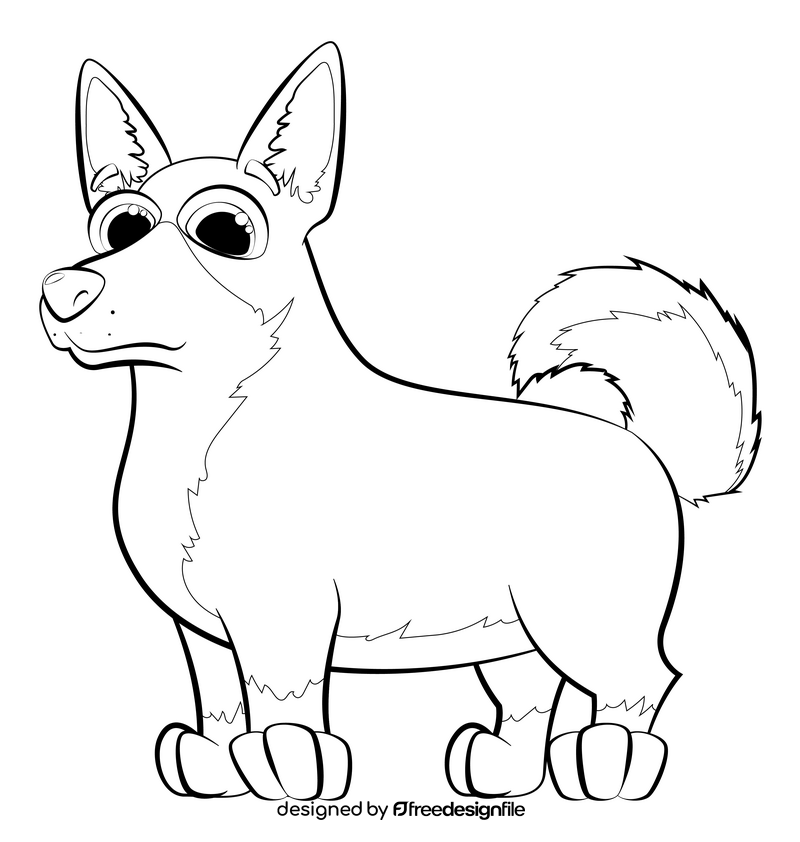 Corgi dog drawing black and white clipart