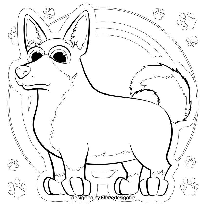 Corgi dog drawing black and white vector