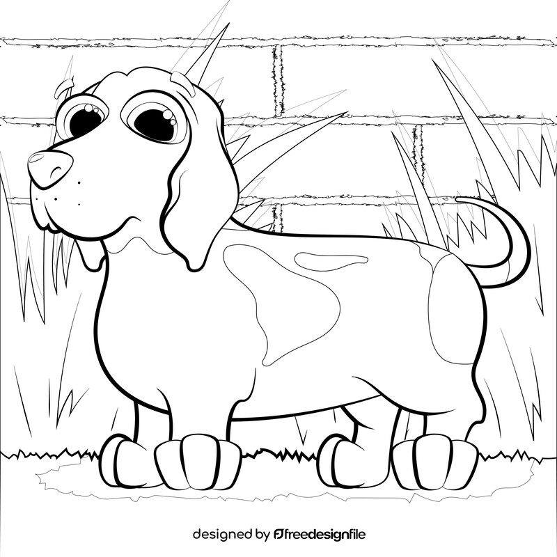 Basset hound dog drawing black and white vector