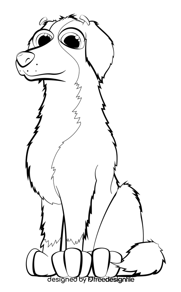 Australian shepherd dog drawing black and white clipart