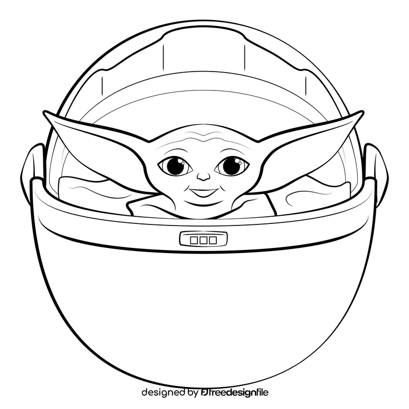 Baby yoda drawing black and white clipart