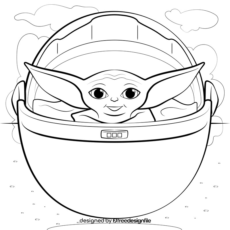 Baby yoda drawing black and white vector