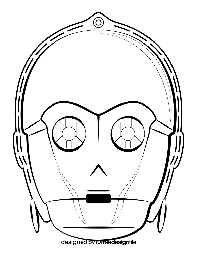 C3po drawing black and white clipart