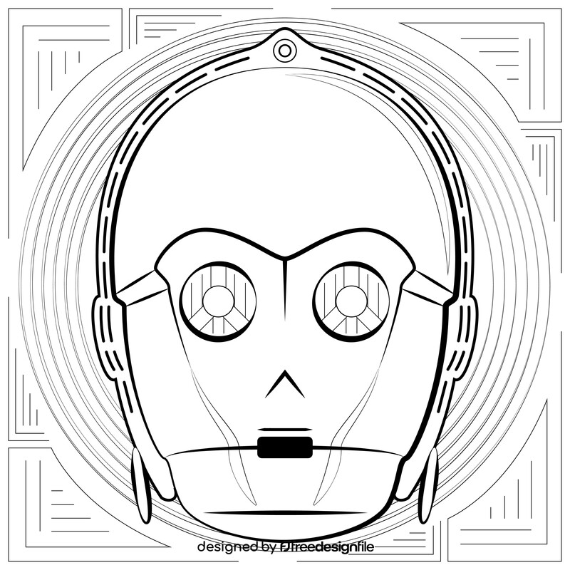 C3po drawing black and white vector