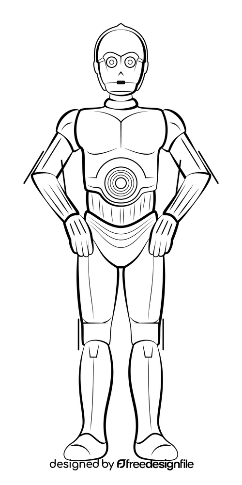 C3po drawing black and white clipart