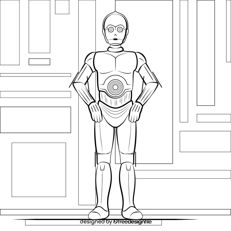 C3po drawing black and white vector