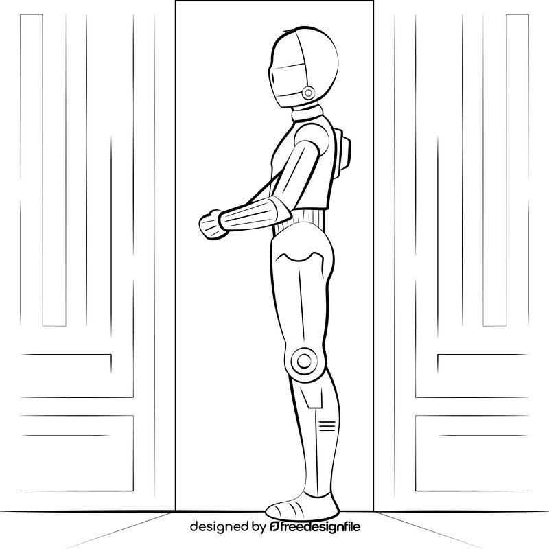 C3po drawing black and white vector