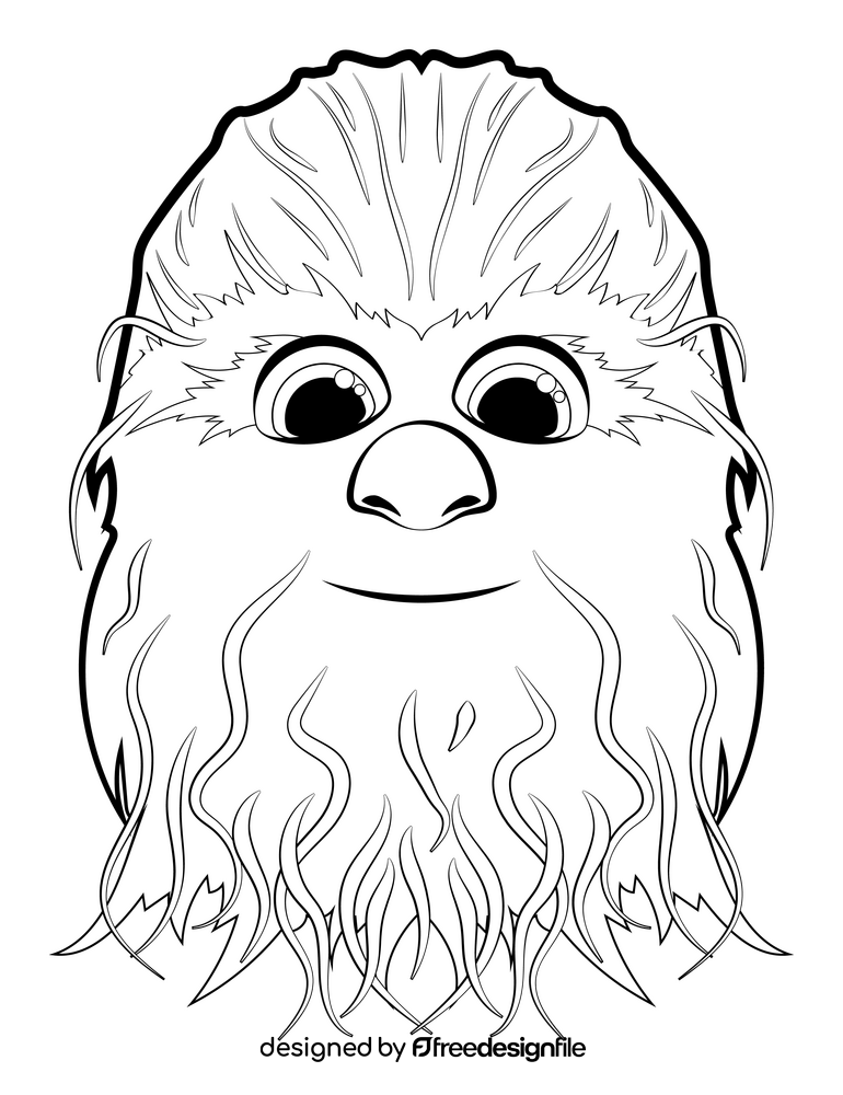 Chewbacca drawing black and white clipart