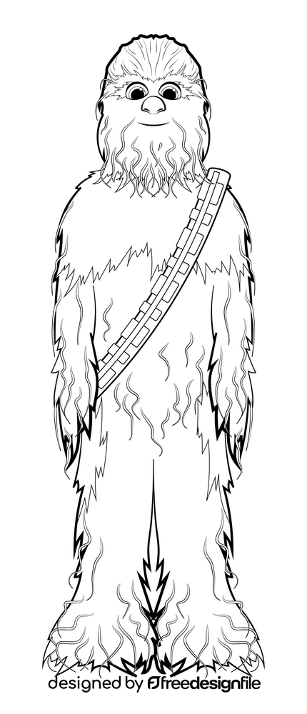 Chewbacca drawing black and white clipart