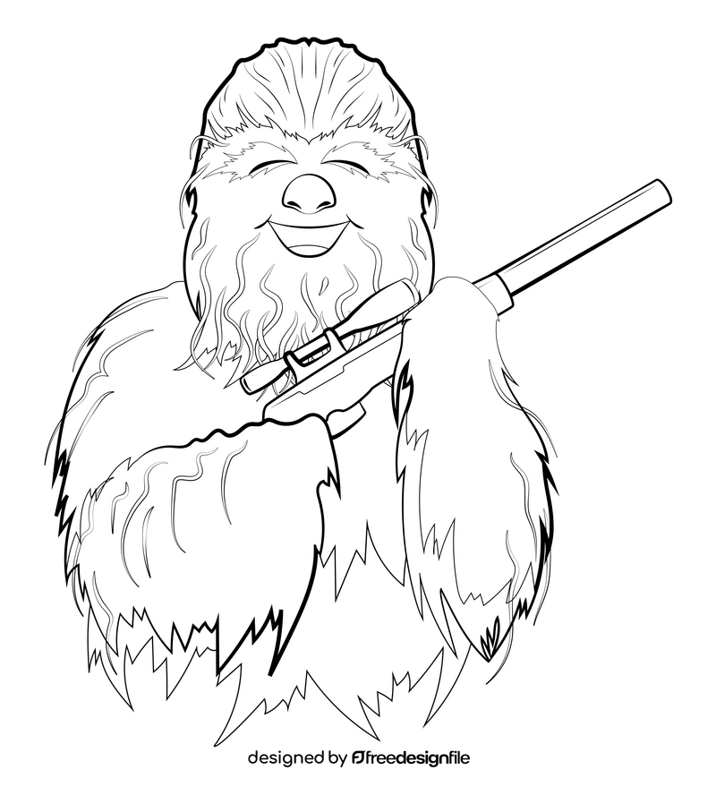 Chewbacca drawing black and white clipart