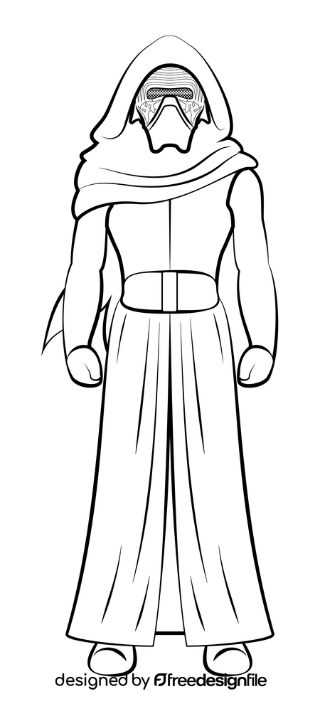 Kylo ren drawing black and white clipart